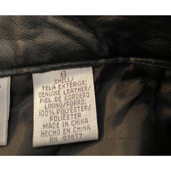 Jacqueline Ferrar Genuine Black Leather Pants Size 6 Black Polyester Lining Sz 6 - Picture 4 of 9
